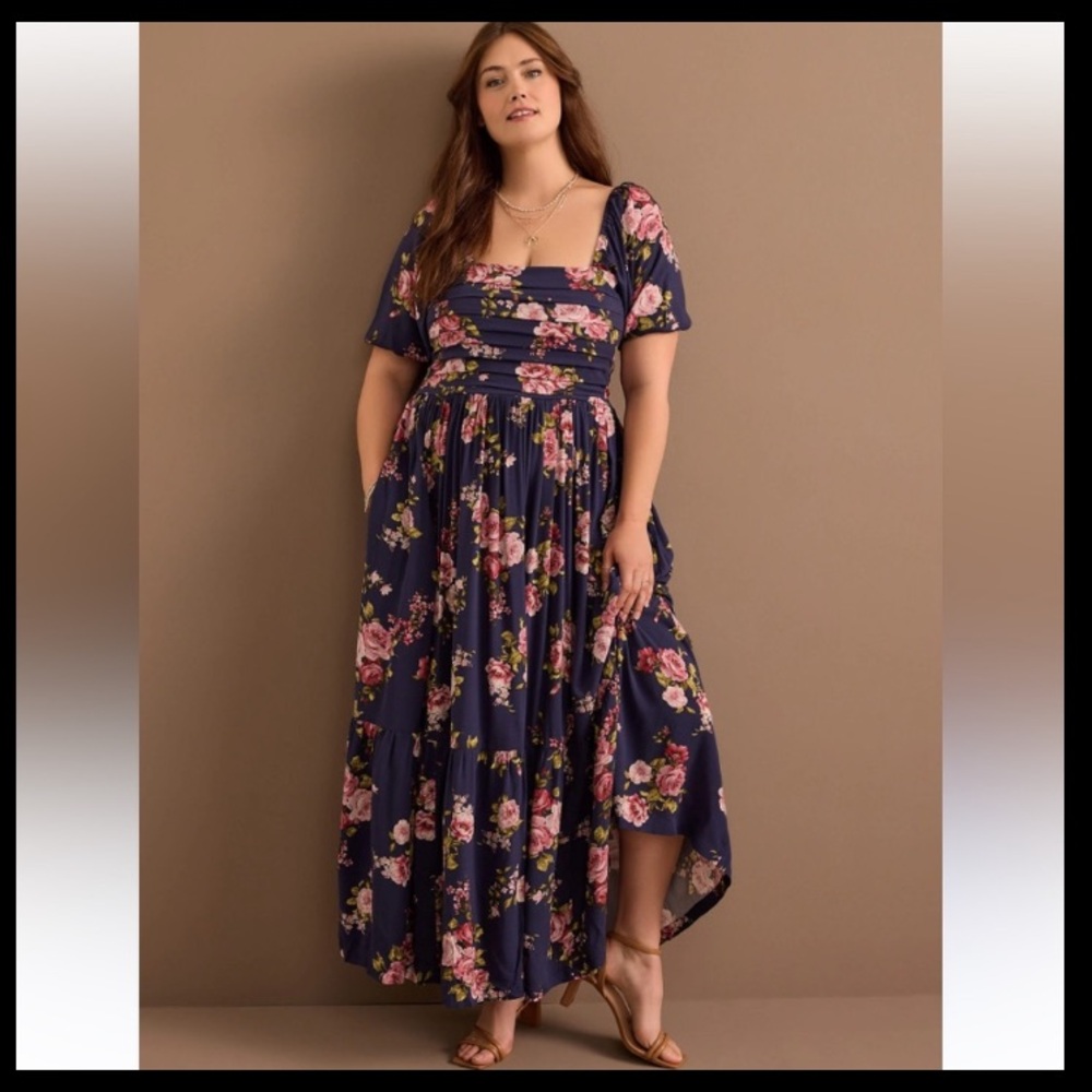 ❤️❤️Arula WILLOW Dress Roses Floral Navy Mauve NWT B 2X
